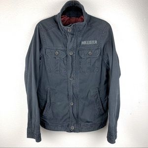 Men’s Hollister black modern military vintage style jacket heavy coat